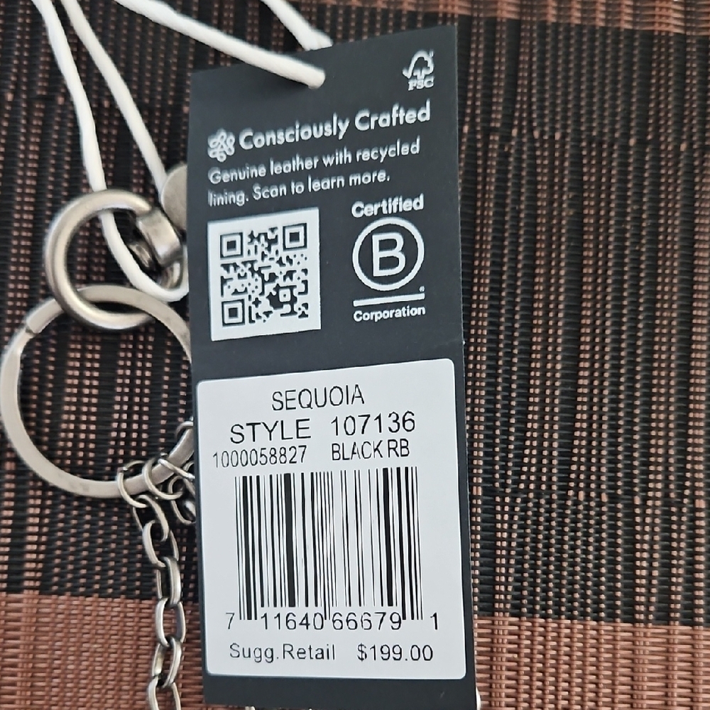 The Sak Silver-Tone Bag Charm Dangle Keychain with Brown Bead Accents - Picture 2 of 3